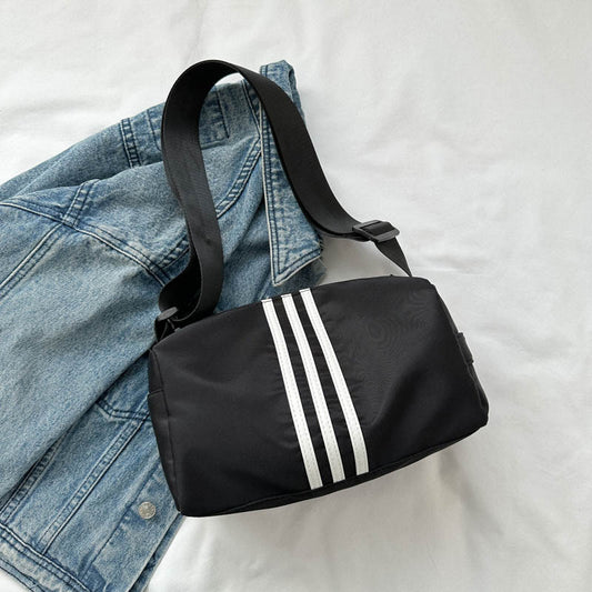 Đen và trắng sọc thể thao gió nghiêng túi xách