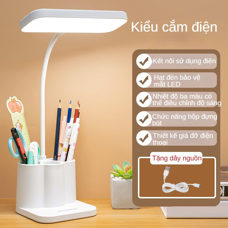 Đèn bàn LED White Study với 3 giá treo bút