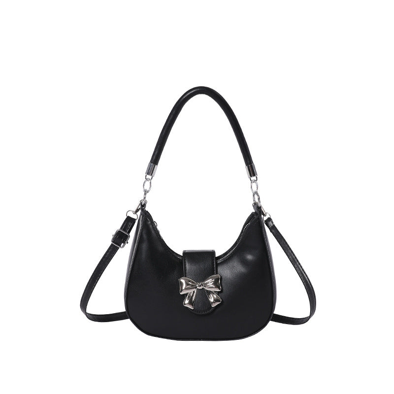 Túi đeo tay nắp lưng màu đen phong cách ngọt ngào