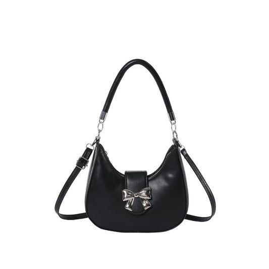 Túi đeo tay nắp lưng màu đen phong cách ngọt ngào