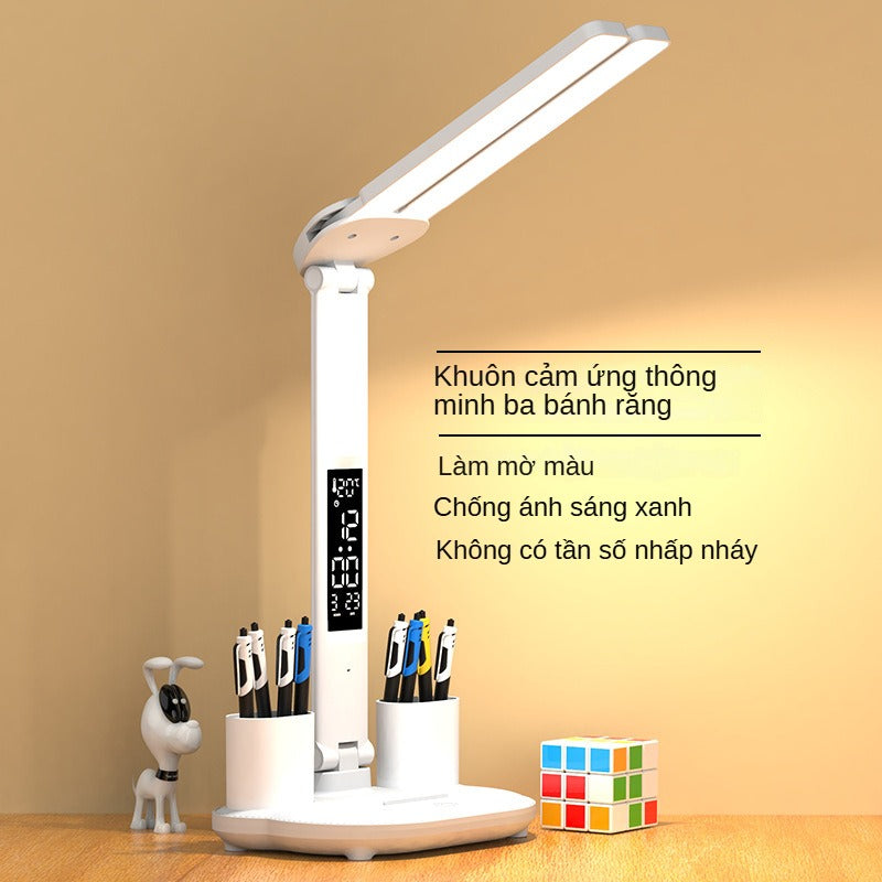 Đèn học LED trắng có 2 giá bút