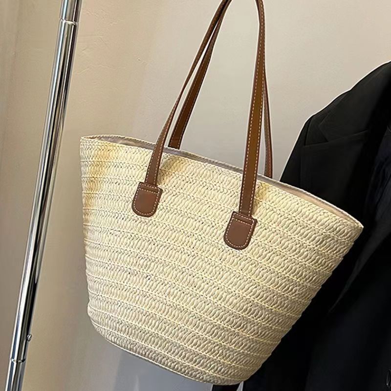 Túi tote đan nữ màu trắng gạo